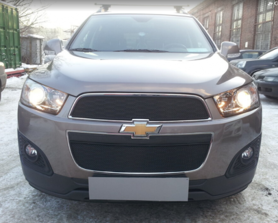 Защита радиатора "Standart" Chevrolet Captiva рестайлинг (2013-2015) чёрная купить недорого с доставкой в Бердск