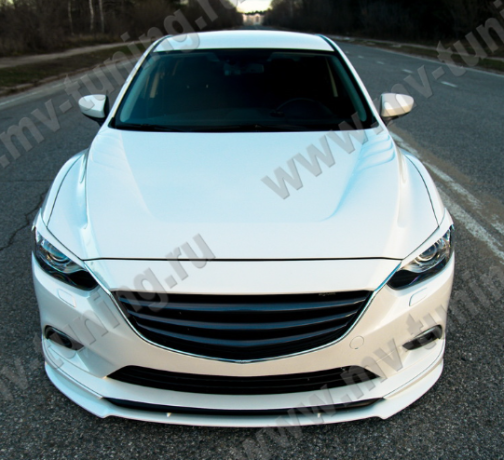 Сплиттер переднего бампера под клыки №2 "Lite Style" для Mazda 6 (2013-н.в.) купить недорого с доставкой в Бердск