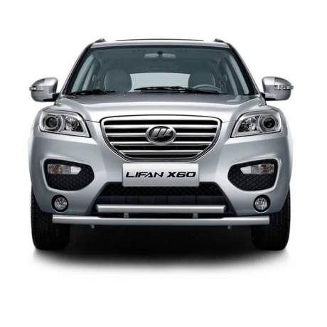 Защита переднего бампера двойная d63/51мм (НПС) Lifan X60 (2012-2016 г.в.) купить недорого с доставкой в Бердск