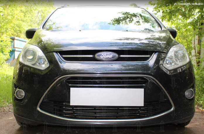 Защита радиатора "Standart" Ford C-MAX (2010-2015) чёрная купить недорого с доставкой в Бердск
