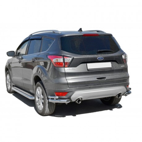 Защита заднего бампера «Уголки двойные» (d63,5) для Ford Kuga (2016-н.в.)(Окрашенное) купить недорого с доставкой в Бердск