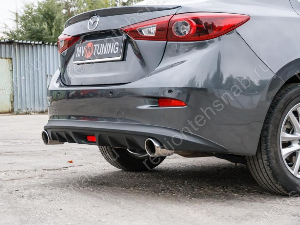 Диффузор заднего бампера var №2 (с килями) для Mazda 3 (2013-н.в.) купить недорого с доставкой в Бердск