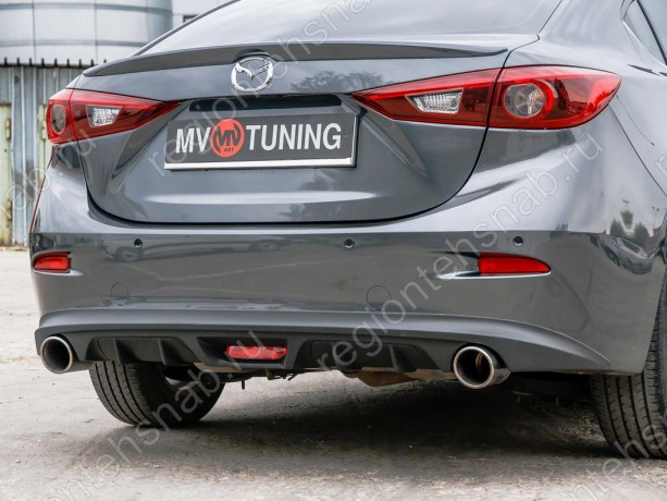 Диффузор заднего бампера var №2 (с килями) для Mazda 3 (2013-н.в.) купить недорого с доставкой в Бердск